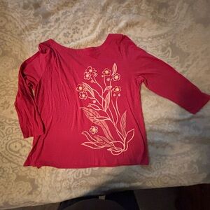 LOFT Crimson Floral Blouse